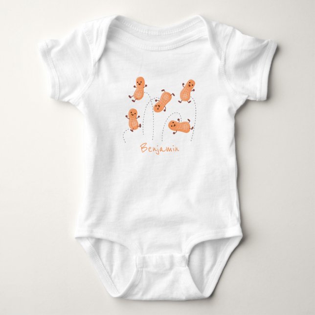 Niedliche Happy Jumping Erdnüsse Cartoon Illustrat Baby Strampler (Vorderseite)