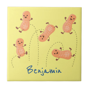 Niedliche Happy Jumping Erdnüsse Cartoon Illustrat Fliese
