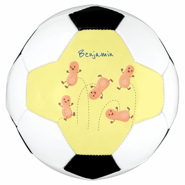 Niedliche Happy Jumping Erdnüsse Cartoon Illustrat Fußball (Vorderseite)