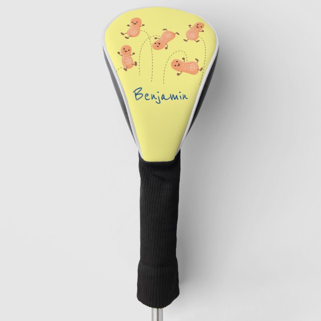 Niedliche Happy Jumping Erdnüsse Cartoon Illustrat Golf Headcover (Vorderseite)