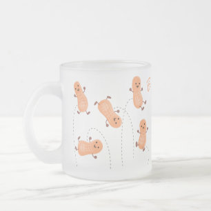 Niedliche Happy Jumping Erdnüsse Cartoon Illustrat Mattglastasse