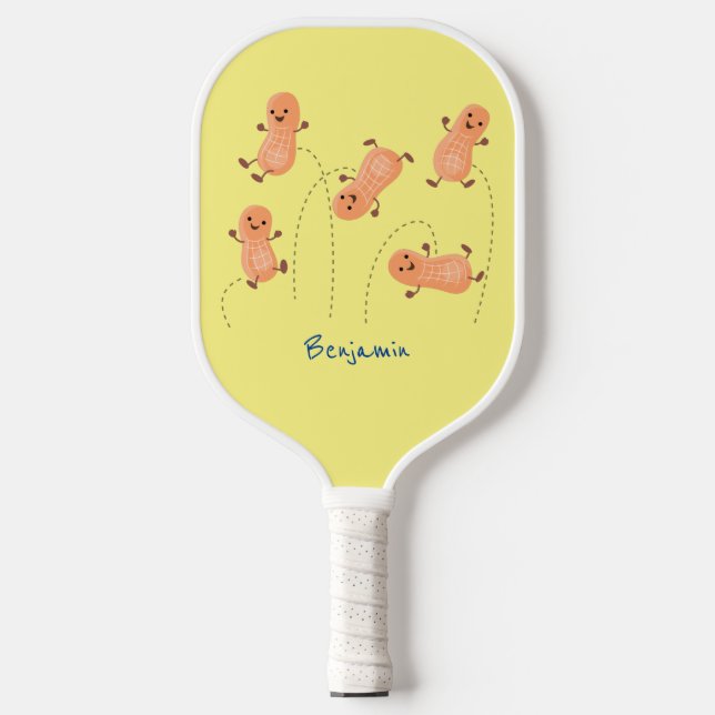 Niedliche Happy Jumping Erdnüsse Cartoon Illustrat Pickleball Schläger (Vorderseite)
