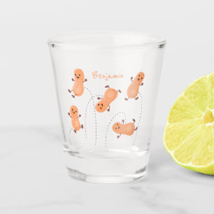Niedliche Happy Jumping Erdnüsse Cartoon Illustrat Schnapsglas