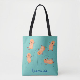 Niedliche Happy Jumping Erdnüsse Cartoon Illustrat Tasche