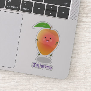 Niedliche Happy Mango Cartoon Illustration Aufkleber