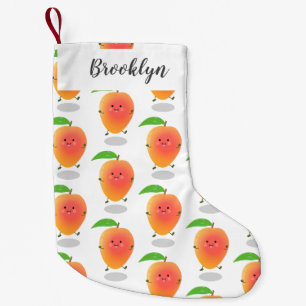 Niedliche Happy Mango Cartoon Illustration Kleiner Weihnachtsstrumpf