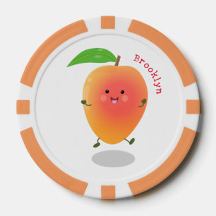 Niedliche Happy Mango Cartoon Illustration Pokerchips
