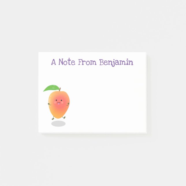 Niedliche Happy Mango Cartoon Illustration Post-it Klebezettel (Vorderseite)