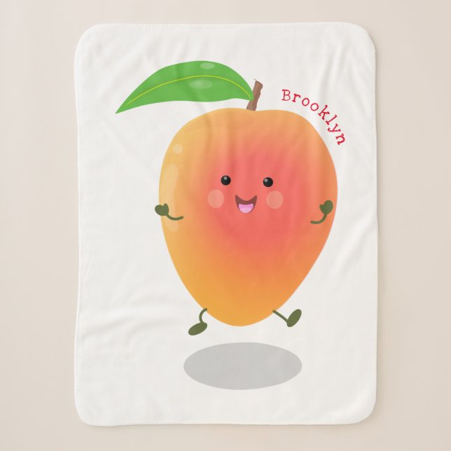 Niedliche Happy Mango Cartoon Illustration Sherpadecke (Vorderseite)