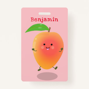 Niedliche Happy Mango Gelb Cartoon Illustration Ausweis