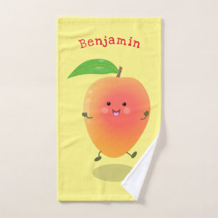 Niedliche Happy Mango Gelb Cartoon Illustration Badhandtuch Set
