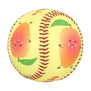 Niedliche Happy Mango Gelb Cartoon Illustration Baseball