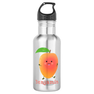 Niedliche Happy Mango Gelb Cartoon Illustration Edelstahlflasche