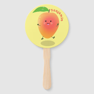 Niedliche Happy Mango Gelb Cartoon Illustration Fächer