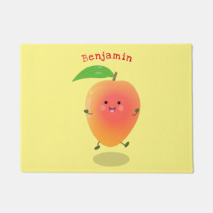 Niedliche Happy Mango Gelb Cartoon Illustration Fußmatte