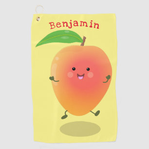 Niedliche Happy Mango Gelb Cartoon Illustration Golfhandtuch