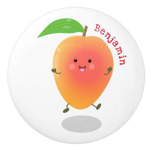 Niedliche Happy Mango Gelb Cartoon Illustration Keramikknauf