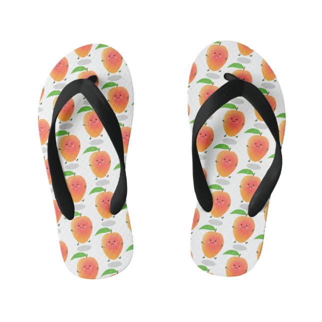 Niedliche Happy Mango Gelb Cartoon Illustration Kinderbadesandalen (Fußbett)