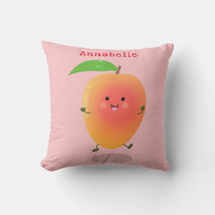 Niedliche Happy Mango Gelb Cartoon Illustration Kissen