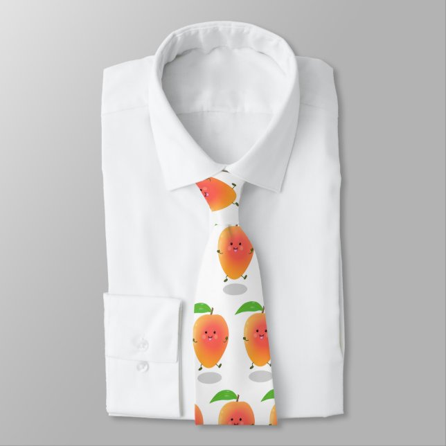 Niedliche Happy Mango Gelb Cartoon Illustration Krawatte (Gebunden)