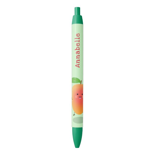 Niedliche Happy Mango Gelb Cartoon Illustration Kugelschreiber (Vorderseite Vertikal)