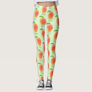 Niedliche Happy Mango Gelb Cartoon Illustration Leggings