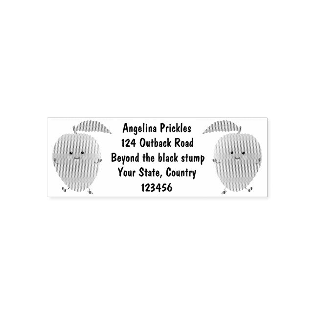 Niedliche Happy Mango Gelb Cartoon Illustration Permastempel (Design)