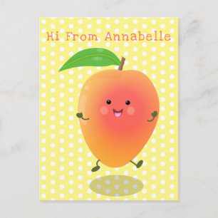 Niedliche Happy Mango Gelb Cartoon Illustration Postkarte