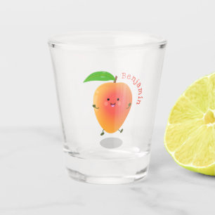 Niedliche Happy Mango Gelb Cartoon Illustration Schnapsglas