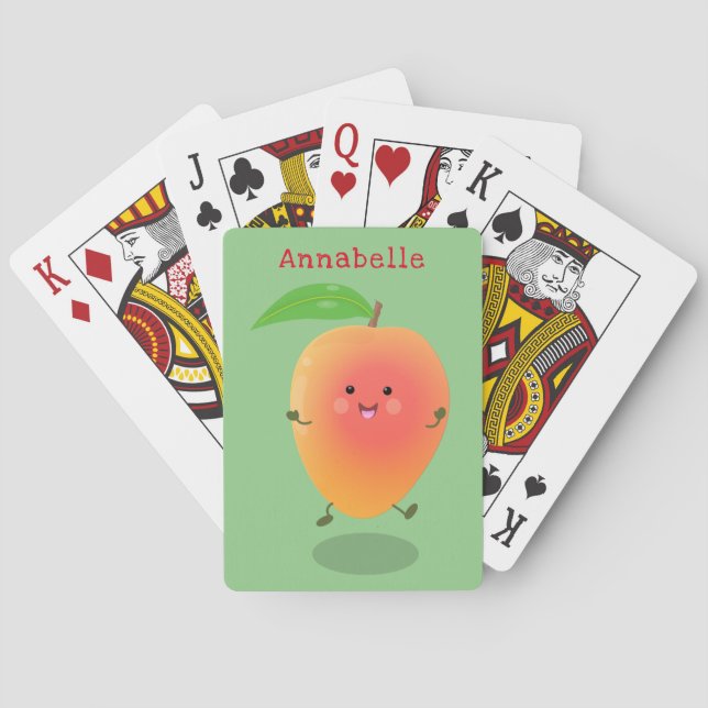 Niedliche Happy Mango Gelb Cartoon Illustration Spielkarten (Rückseite)