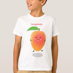 Niedliche Happy Mango Gelb Cartoon Illustration T-Shirt