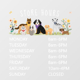 Niedliche Happy Pets Business Store Stunden Fensteraufkleber