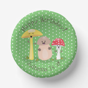 Niedliche Happy Pilz Cartoon Illustration Pappteller