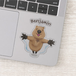Niedliche Happy Quokka Springen Cartoon Illustrati Aufkleber