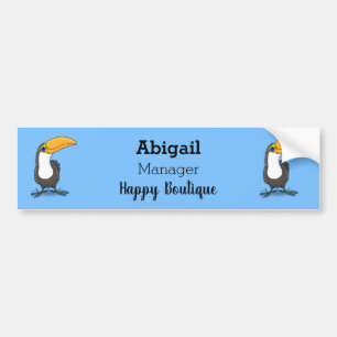 Niedliche Happy Toucan Blue Green Cartoon Illustra Autoaufkleber