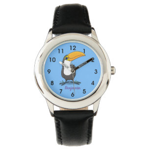 Niedliche Happy Toucan Cartoon-Abbildung Armbanduhr