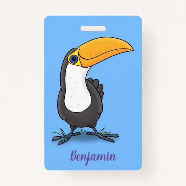 Niedliche Happy Toucan Cartoon-Abbildung Ausweis (Vorderseite)