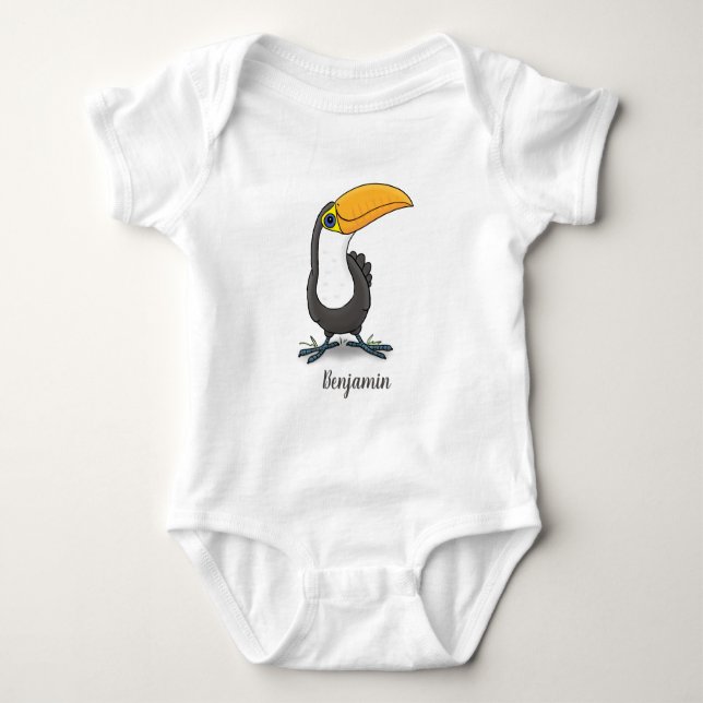 Niedliche Happy Toucan Cartoon-Abbildung Baby Strampler (Vorderseite)
