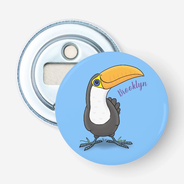 Niedliche Happy Toucan Cartoon-Abbildung Flaschenöffner (Vorderseite)