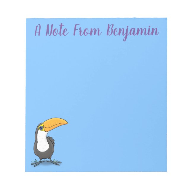 Niedliche Happy Toucan Cartoon-Abbildung Notizblock (Vorderseite)