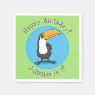 Niedliche Happy Toucan Cartoon-Abbildung Serviette