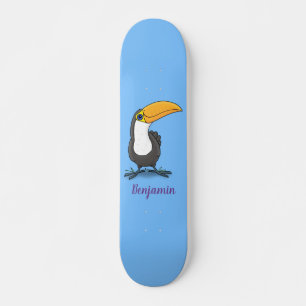 Niedliche Happy Toucan Cartoon-Abbildung Skateboard