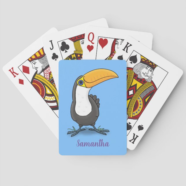 Niedliche Happy Toucan Cartoon-Abbildung Spielkarten (Rückseite)
