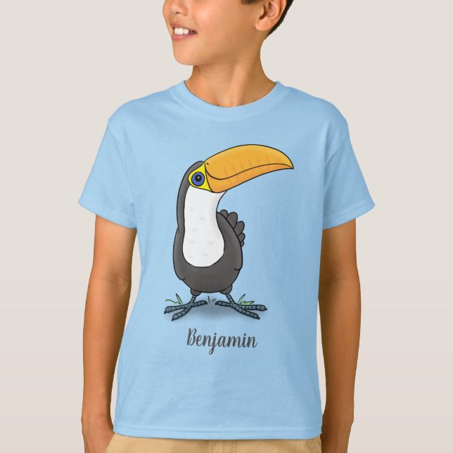 Niedliche Happy Toucan Cartoon-Abbildung T-Shirt (Vorderseite)
