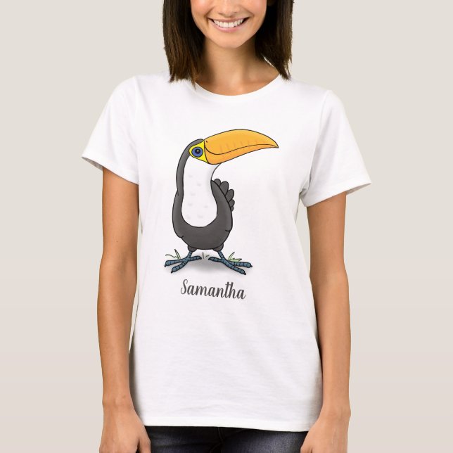 Niedliche Happy Toucan Cartoon-Abbildung T-Shirt (Vorderseite)