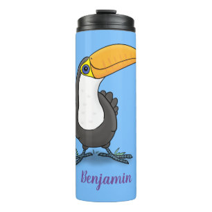 Niedliche Happy Toucan Cartoon-Abbildung Thermosbecher