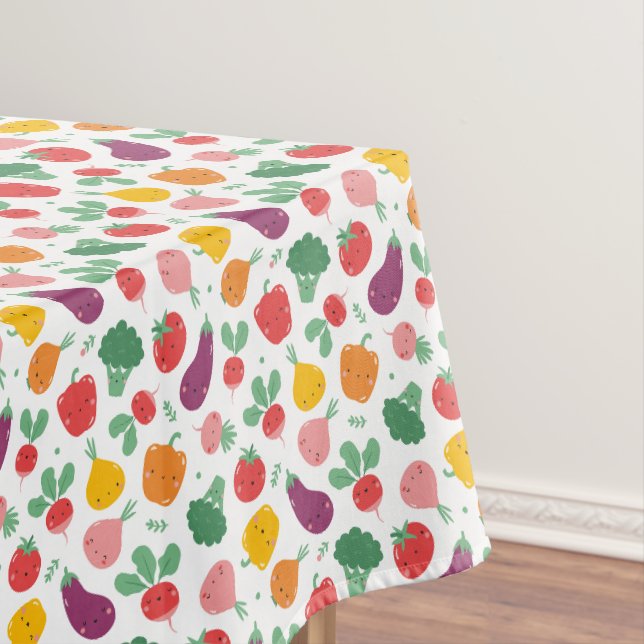 Niedliche Happy Veggies auf Weiß Tischdecke (Beispiel)