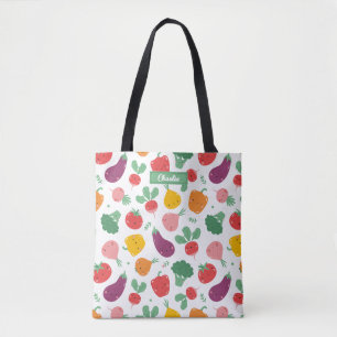 Niedliche Happy Veggies auf weißem Hintergrund Tasche
