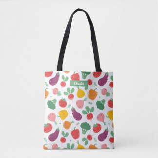 Niedliche Happy Veggies auf weißem Hintergrund Tasche