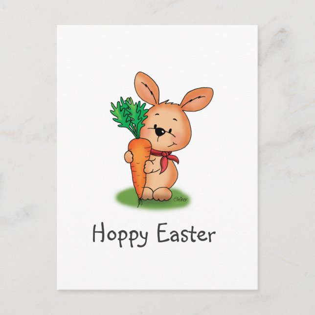 Niedliche Häschen-Ostern-Postkarte fröhliche Feiertagspostkarte (Vorderseite)